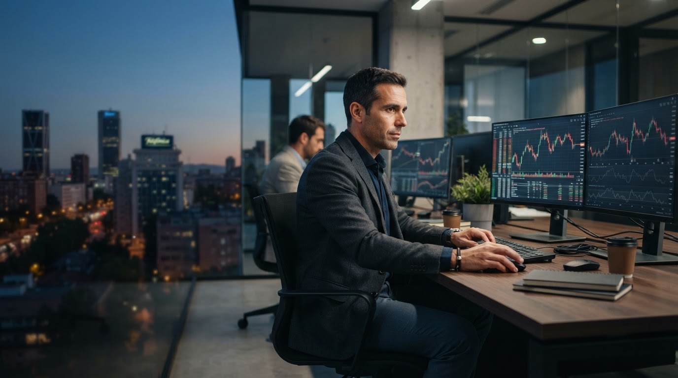 Trader pro panel de análisis de datos financieros con patrones abstractos